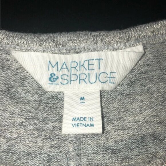 Market& Spruce Stripe Dress M Green Blue Wine Grey Long Bell Sleeve Knee - Picture 2 of 8